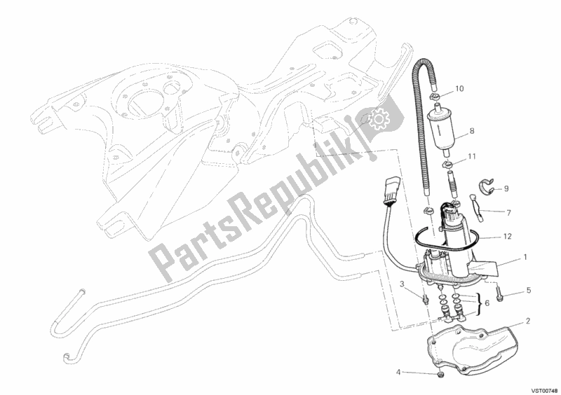 All parts for the Fuel Pump of the Ducati Hypermotard 1100 EVO 2010